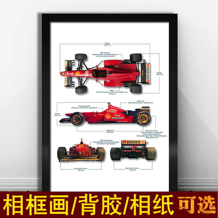 F1赛车海报摩托车手机车爱好者现代装饰挂画餐厅卧室墙贴壁纸自粘图片