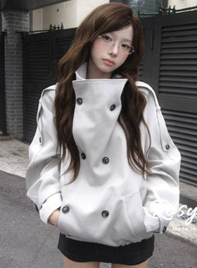 Rose欧尼双排扣短款风衣女春秋