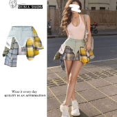 女复古百搭嘻哈运动休闲短裙裤 街头少女风格 子拼接不规则牛仔短裤