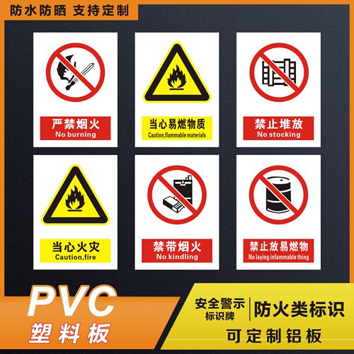 户外标识牌PVC板铝板当心火灾