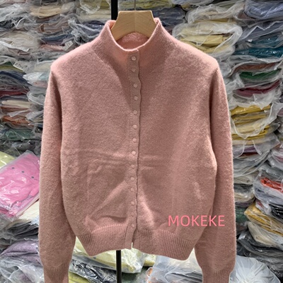 韩系新款半高领同色方扣针织衫