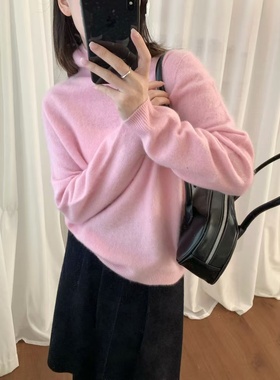 66203秋冬新款高领纯色羊毛羊绒拉毛针织衫毛衣时尚气质百搭上衣