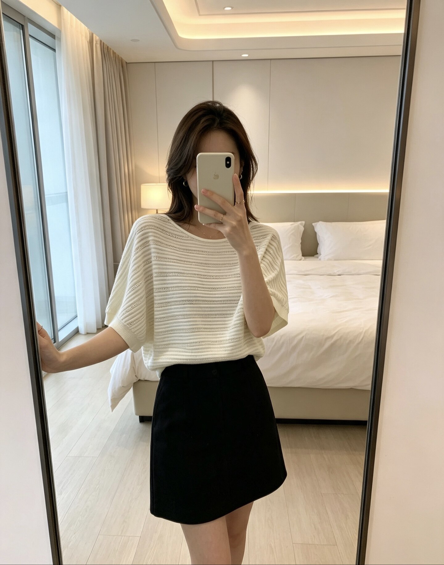 早秋新款条纹圆领蝙蝠短袖针织衫女显瘦洋气百搭上衣Z88903