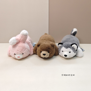 可爱小熊公仔兔子毛绒玩具哈士奇玩偶大象安抚布娃娃睡觉抱枕床上