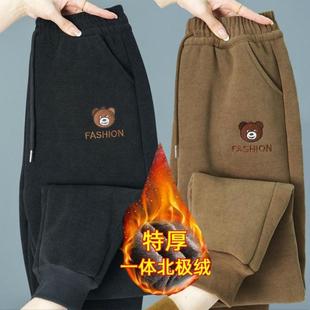 宽松大码 加绒加厚女裤 束脚休闲卫裤 保暖棉裤 潮 2024冬季 运动裤 新款