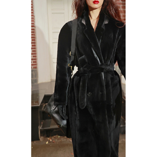 真皮毛一体羊毛大衣全皮秋冬真皮大衣长款 睡衣大衣超长外套