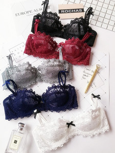 大码内衣胖mm200斤水溶蕾丝半杯超薄蕾丝内衣情趣文胸套装5色95D