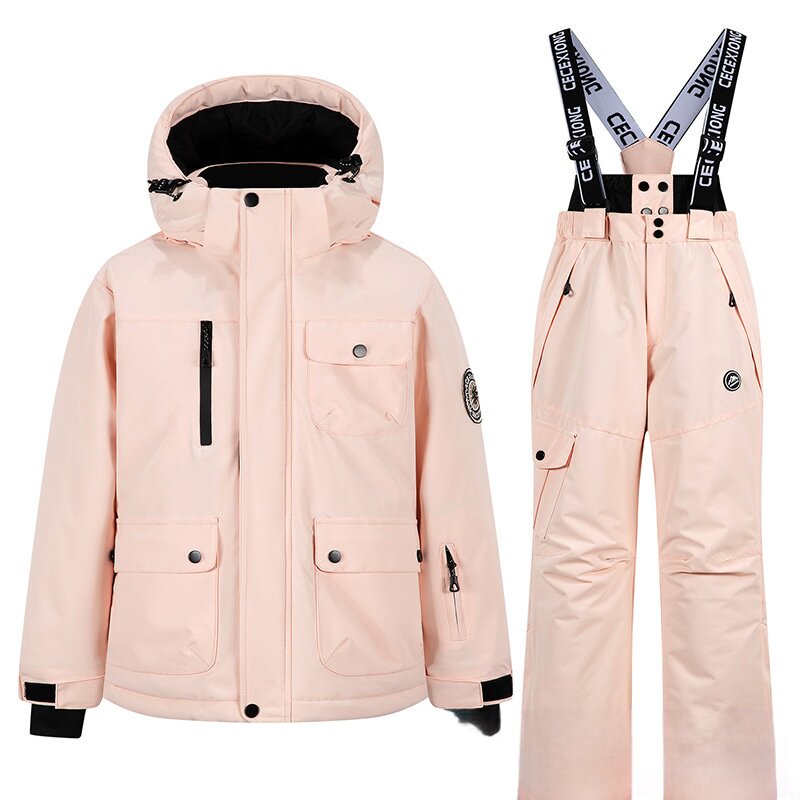 儿童滑雪服套装男孩女童加厚保暖防水防风防寒青少年衣裤连体装备图片