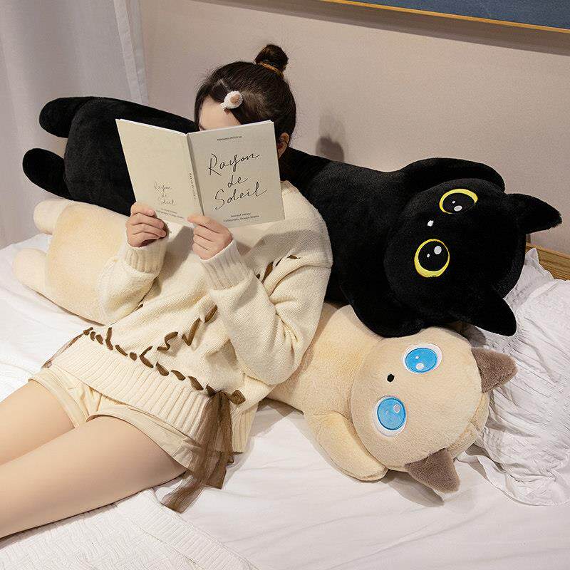 8-21可爱猫大偶毛绒玩具睡觉抱枕女抱咪睡夹腿长条娃娃玩着宿生舍