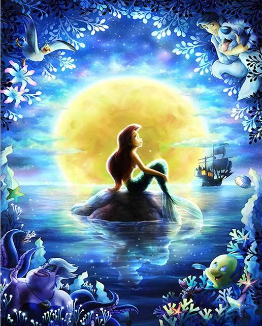 梦幻美人鱼钻石画满钻2022年新款卡通美女钻石绣竖款贴点钻十字绣