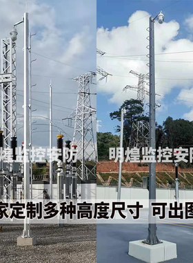 监控立杆道路杆八棱杆带爬梯8米9米10米12米15米摄像头枪球机立柱