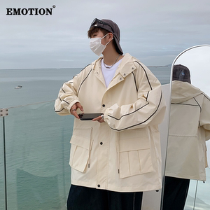 EMOTION美式户外冲锋衣男款春秋季外套高级感条纹设计感情侣夹克