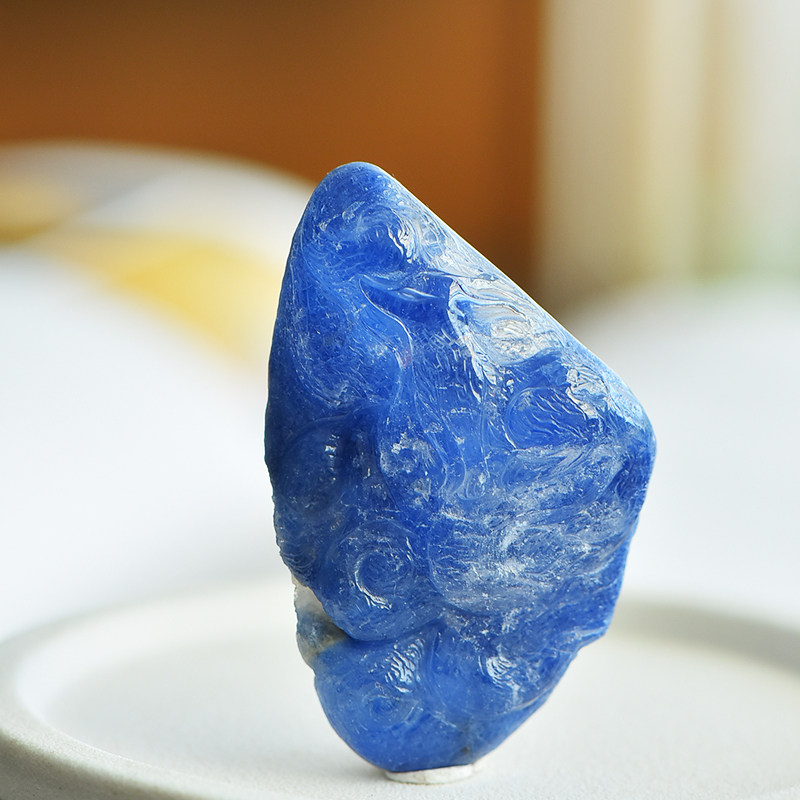 蓝发晶九尾狐 蓝绒晶原创定制狐狸男女款灵狐民族风吊坠毛衣链