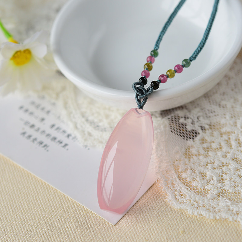 粉晶桶珠吊坠挂饰 毛衣链款粉水晶流行饰品 简约大方旺桃花贵人