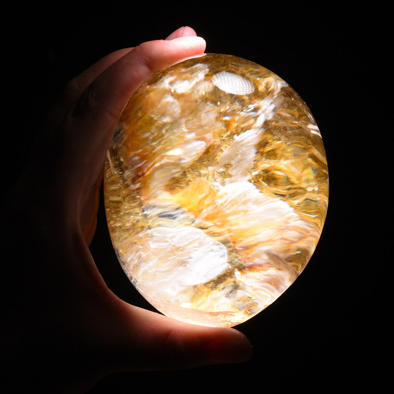 黄礁花白水晶原石 天然水晶七彩礁花景石手把件摆件也可雕刻 蛋面