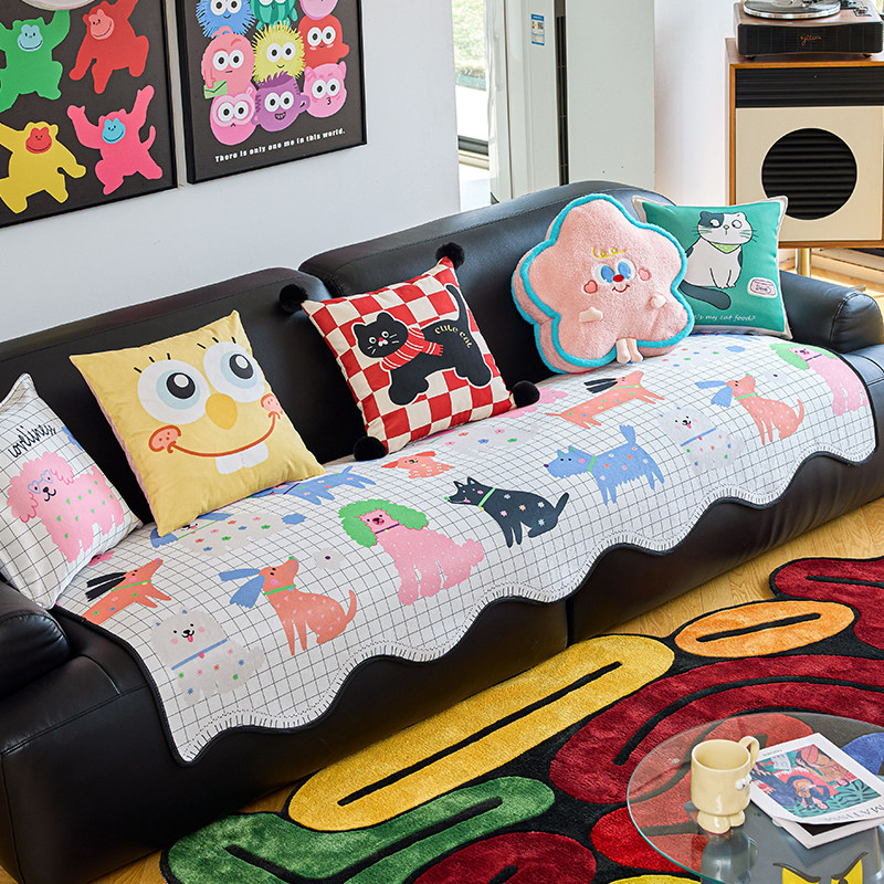 卡通凉感冰丝沙发垫夏季凉席异形坐垫2025新款防滑可爱趣味盖布巾