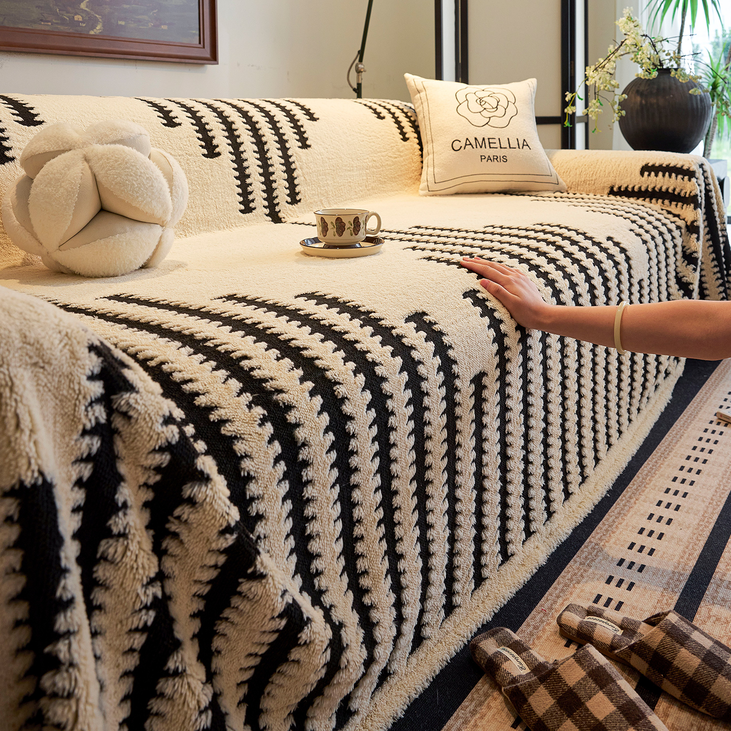 毛绒沙发盖布巾一整张冬季防滑毯