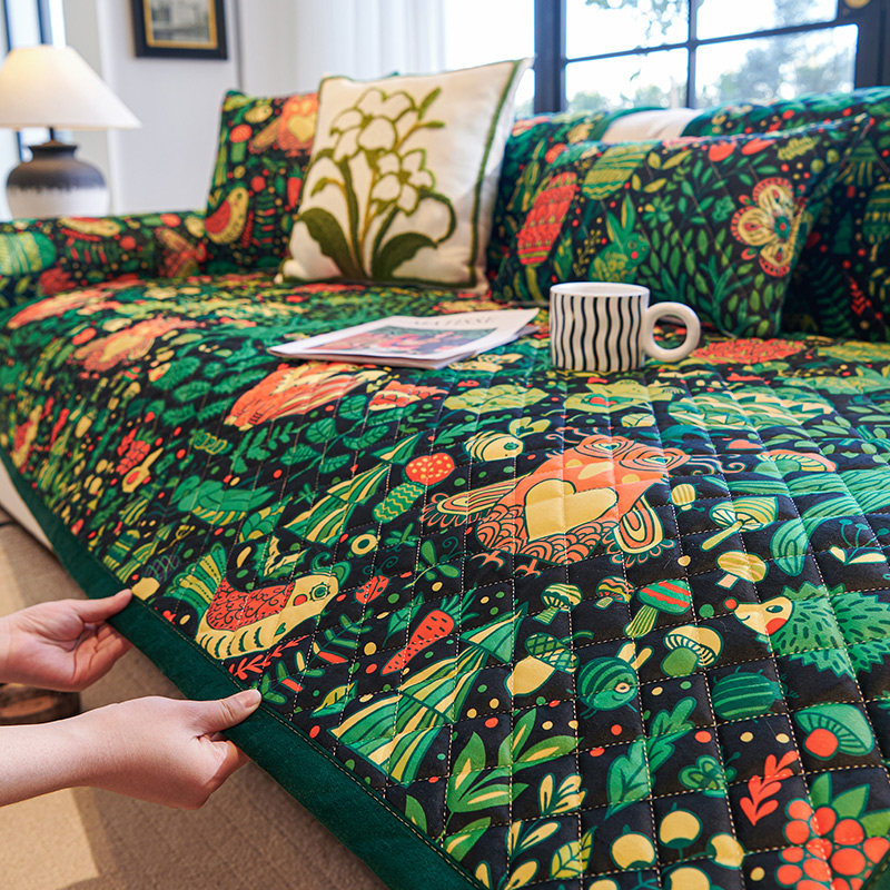 毛绒田园卡通沙发垫秋冬季2024新款高级感防滑沙发坐垫套罩盖布巾,居家布艺,沙发垫,淘宝优惠券,粉丝福利购,淘宝优惠卷