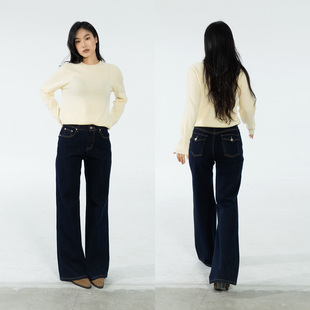 Ravehouse梨形修身不紧身显瘦腿长不易掉色原色四面弹长裤牛仔裤