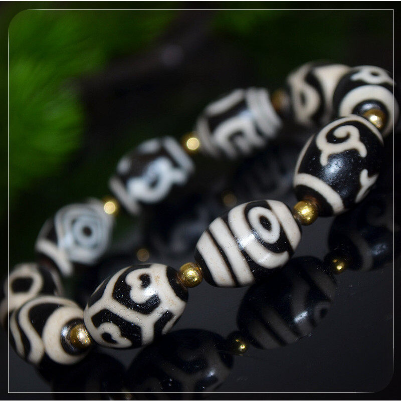 老天珠手链多宝二如意虎纹天珠手串西亚老玛瑙桶珠手链sy1439