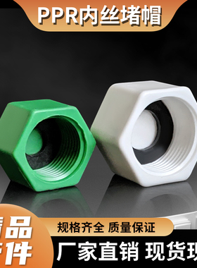 PPR水管内丝堵帽接头DN152532六角内丝牙堵头4分6分1寸内螺帽盖堵
