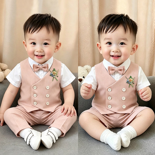 高级感儿童礼服男童小西装套装夏