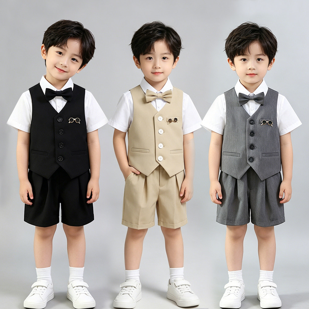 花童男童小西装马甲套装夏季帅气