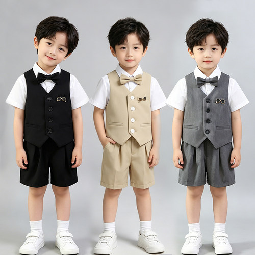 花童男童小西装马甲套装夏季帅气