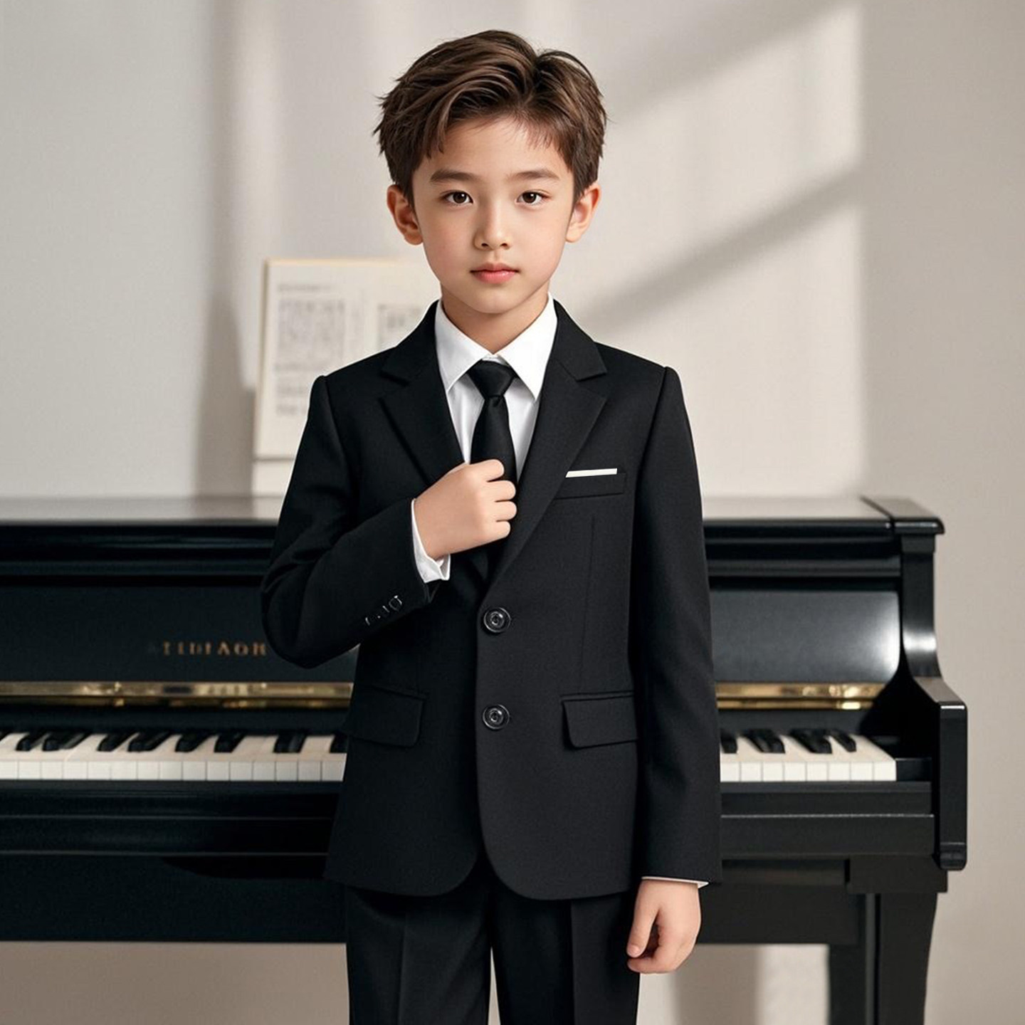 高端男童西装套装秋冬帅气西服儿童主持人礼服花童男孩钢琴演出服