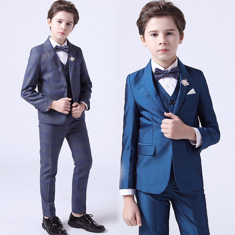 男童西装套装三件套春秋英伦儿童礼服男孩主持人演出服花童小西服