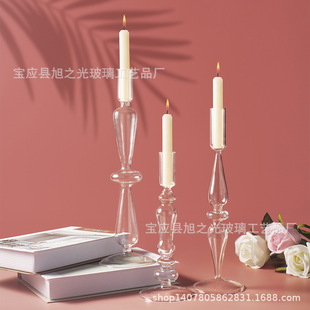 浪漫复古烛光晚餐道具酒店婚庆气氛装饰蜡烛台欧式玻璃烛台