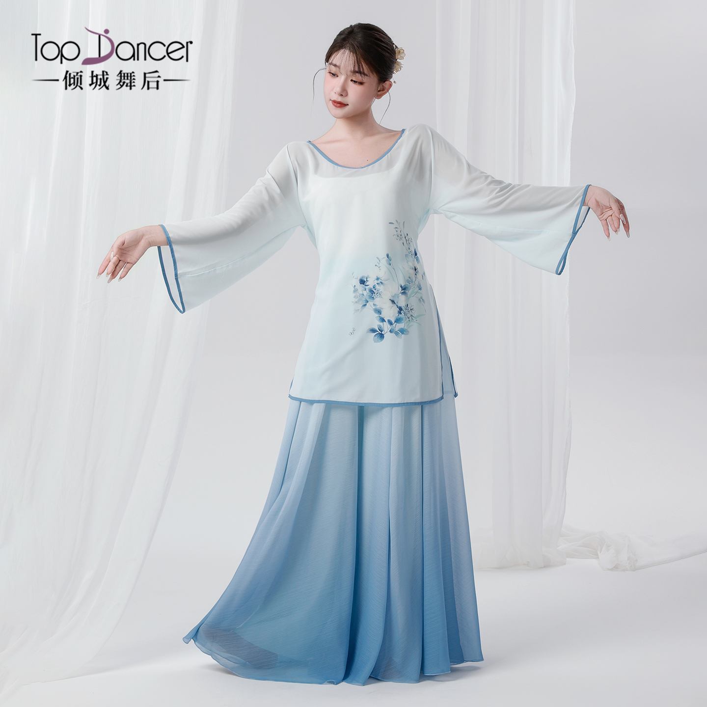 汉唐新中式古典舞蹈服装身韵纱衣