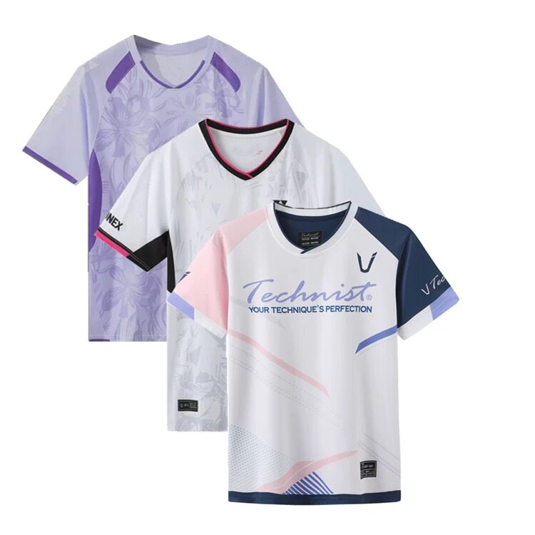 2025新款韩版羽毛球服男时尚休闲女运动服速干透气T恤团购定制