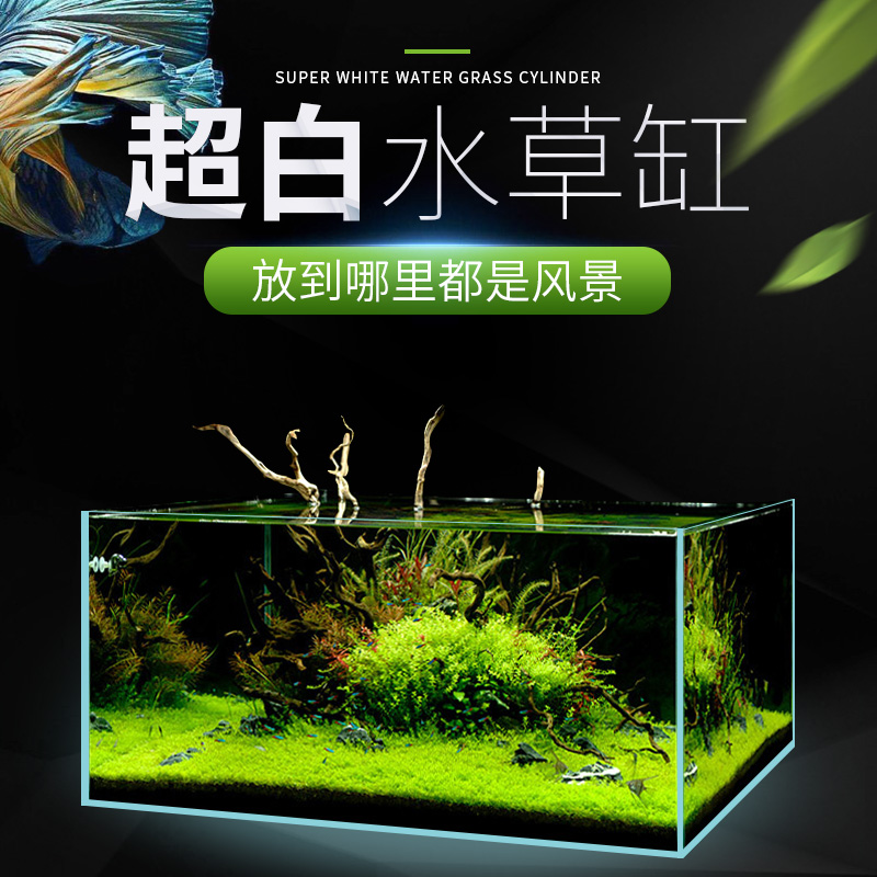 小型魚超白魚缸玻璃水族箱小型桌面客廳中型長方形烏龜缸草缸金魚