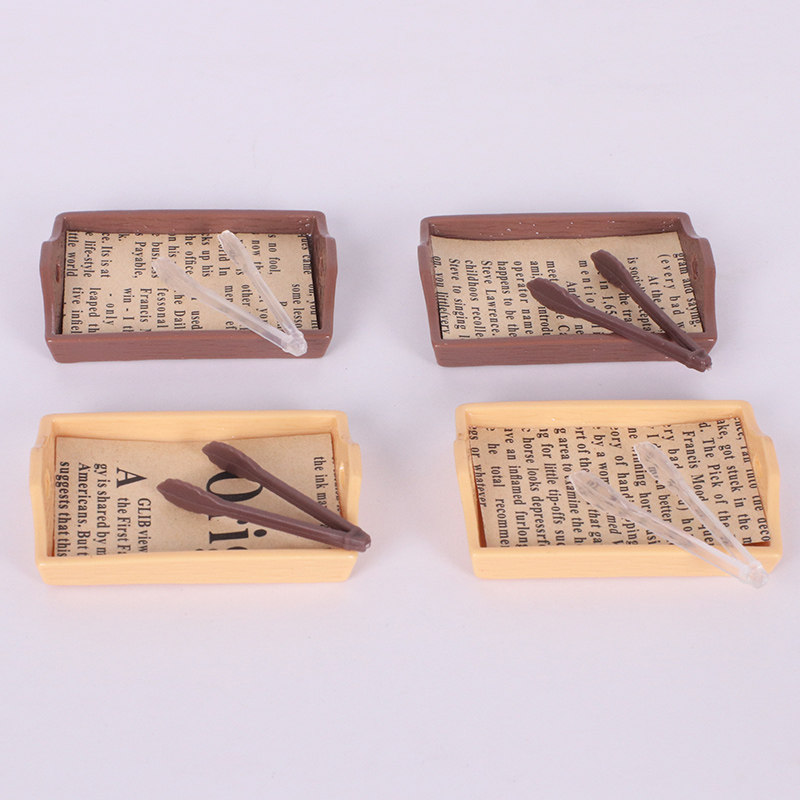 Dollhouse娃娃屋迷你仿真托盘夹子垫纸套装模型 烘焙点心装饰摆件