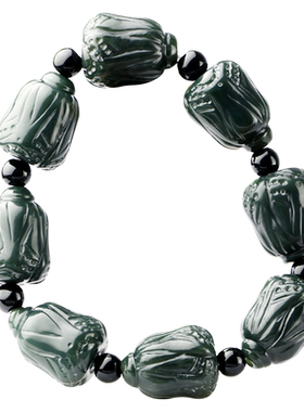 白菜黑青玉手链旺事业新疆和田玉