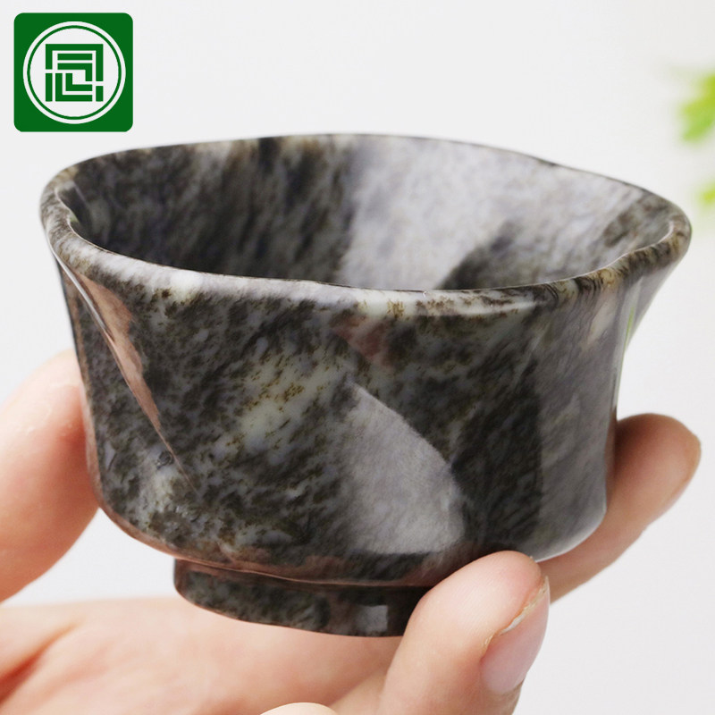 念玉新疆和田玉杯子高端玉石茶杯天然糖玉酒杯梅花杯单杯礼品