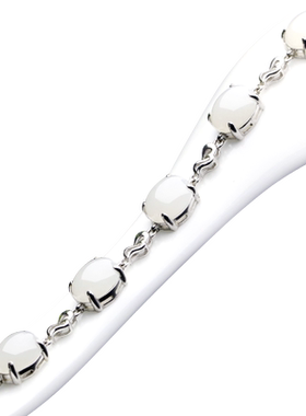 s925银镶天然手链女款羊脂玉