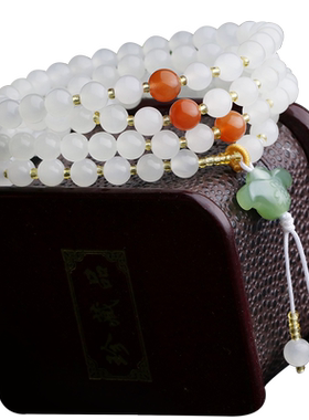 念玉天然和田玉手串男女羊脂玉白玉手链6厘多圈佛珠昆仑玉青海玉