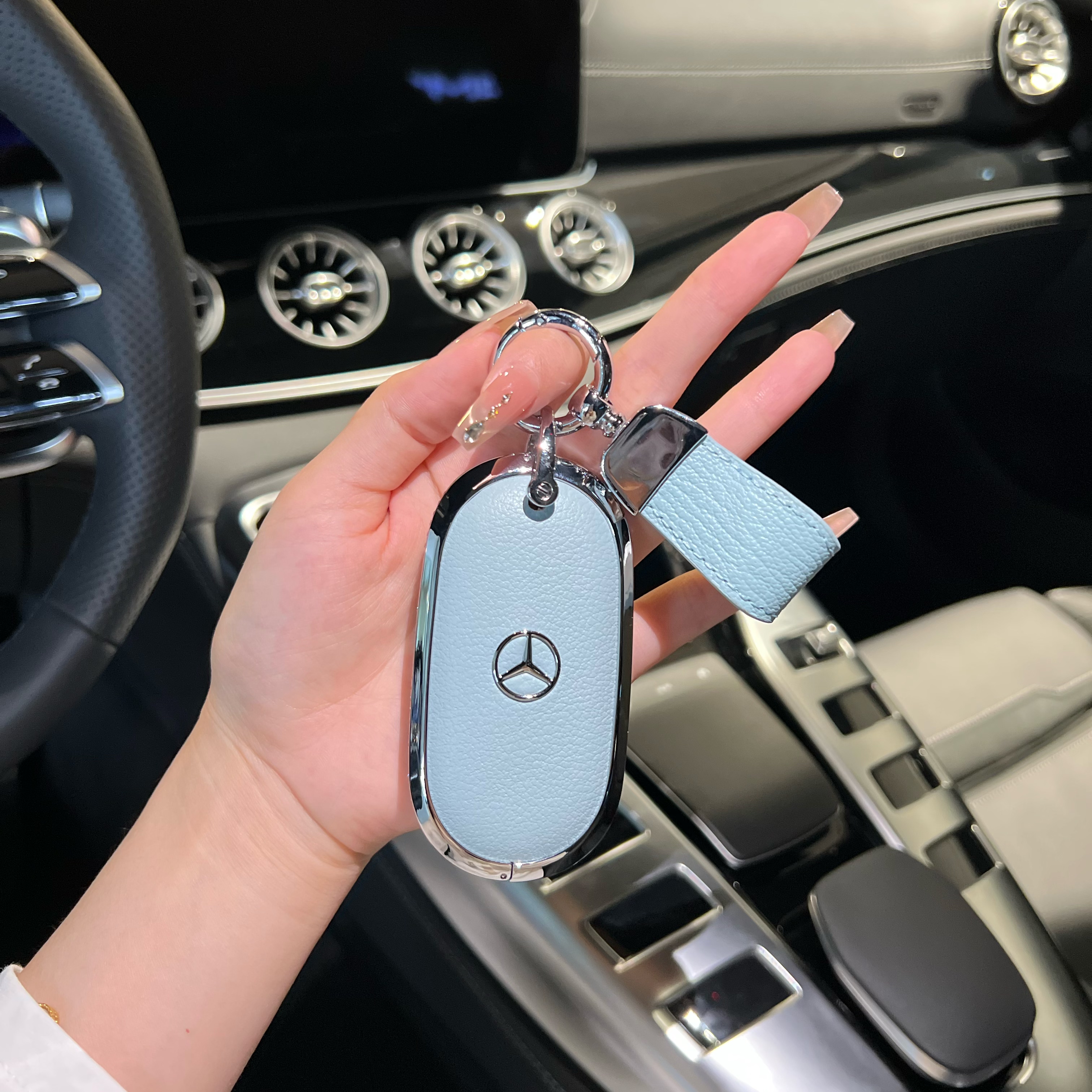 适用奔驰e300l钥匙套c260l包c200l扣a200l壳gle级gla200车glc300l