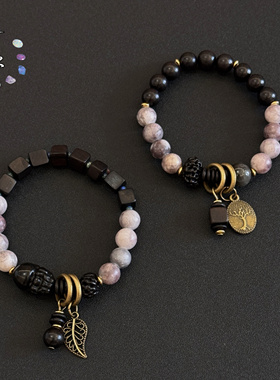 一安手作 原创手工串珠紫色手链 个性小众手链不撞款