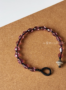 一安手作原创设计手工串珠手链 尖晶手链 粉色编绳手链