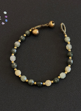 一安手作 天然石手工编绳手链绿色显白手串 叠戴中性小众个性手链