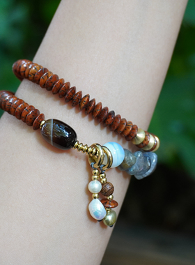 一安手作 正宗海南星月菩提老料手串 葡萄石玛瑙手串 按手围定制