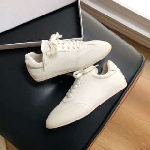 女圆头简约系带阿甘德训鞋 超软P家小牛皮百搭休闲小白鞋 新宠 时尚