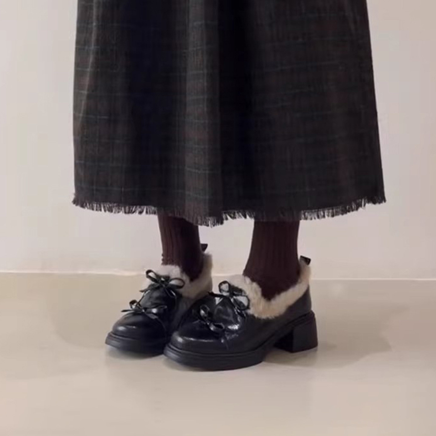 牛皮版~英伦风厚底蝴蝶结乐福鞋女懒人通勤一脚蹬圆头黑色小皮鞋,女鞋,乐福鞋（豆豆鞋）,淘宝优惠券,粉丝福利购,淘宝优惠卷