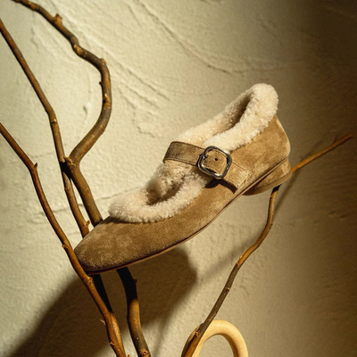 羊毛版！法式加绒保暖玛丽珍鞋女