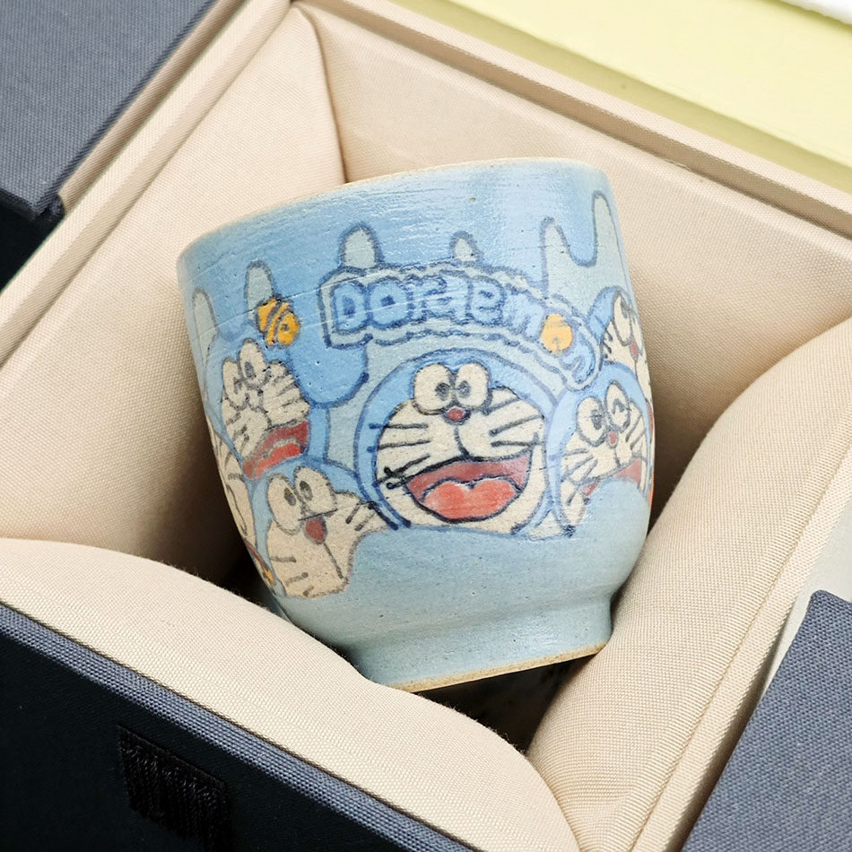 手作哆啦A梦赤玉土陶瓷茶杯套装