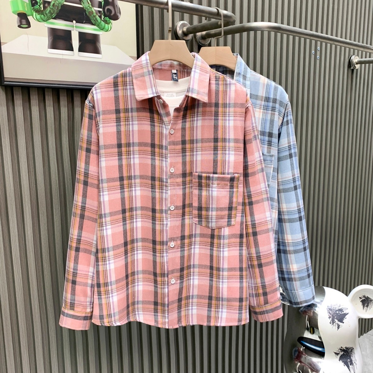 美式复古百搭格子长袖衬衫外套男女宽松衬衣潮流休闲上衣,男装,衬衫,淘宝优惠券,粉丝福利购,淘宝优惠卷