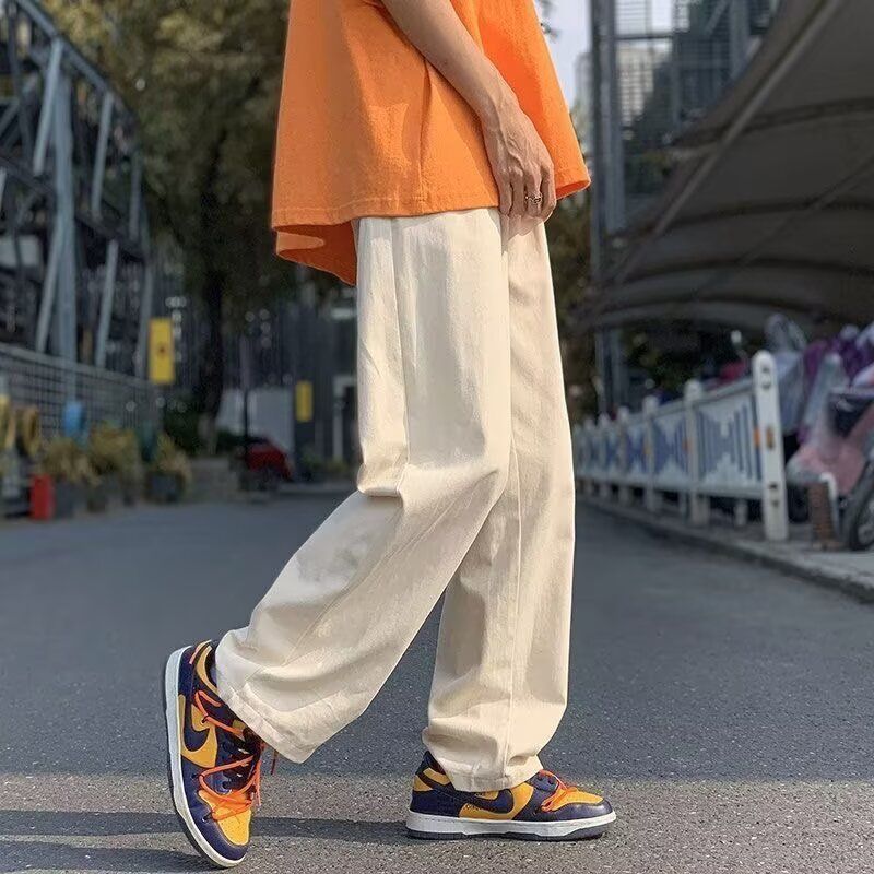 欧美高街裤子男夏季潮流百搭宽松直筒休闲裤复古潮牌拖地阔腿长裤